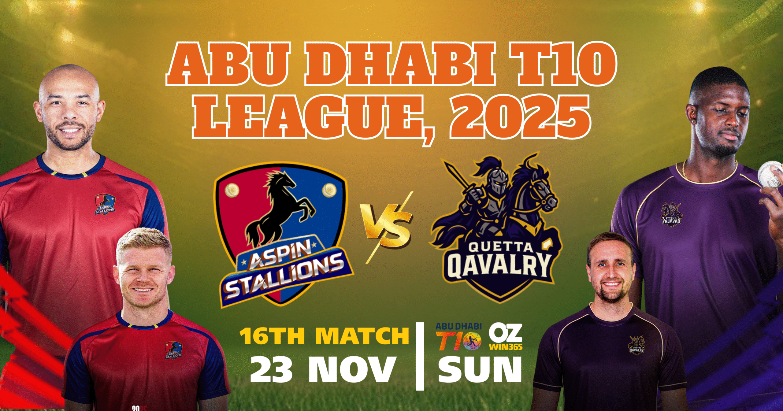Abu Dhabi T10 2025-Quetta Qavalry vs Aspin Stallions Bulls Overview​