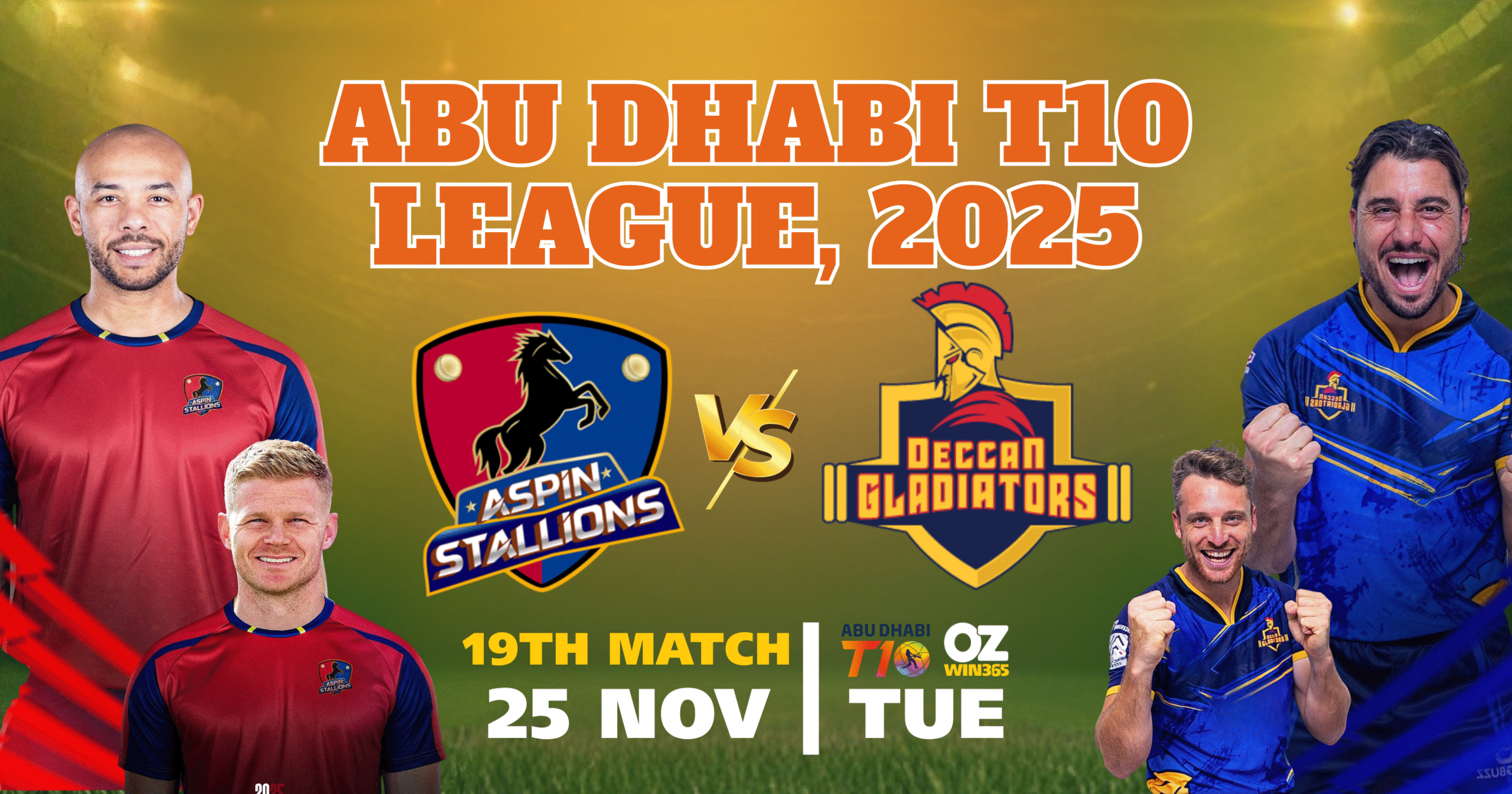 Abu Dhabi T10 2025-Deccan Gladiators vs Aspin Stallions Overview​