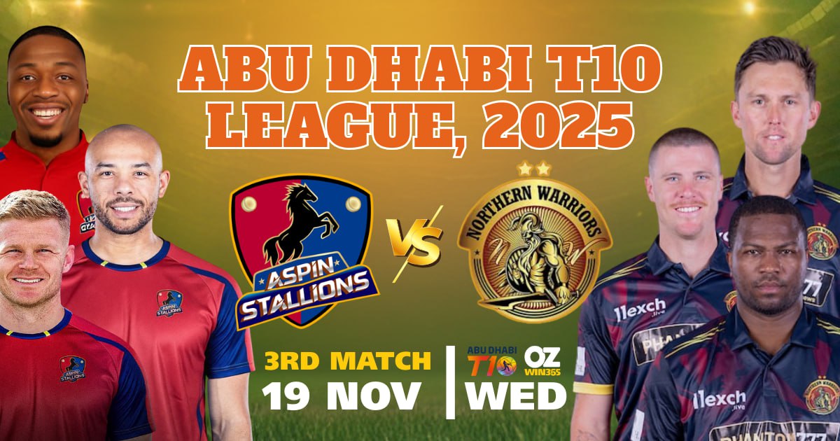Abu Dhabi T10 League 2025-Aspin Stallions vs Northern Warriors Overview-ozwin365 baji cricket​2