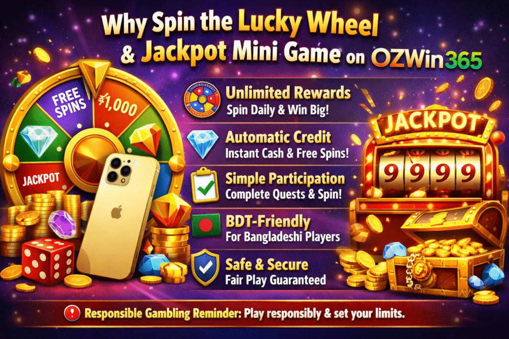 OZWin365 Lucky Wheel & Jackpot Mini Game — Win Daily Rewards Effortlessly ​